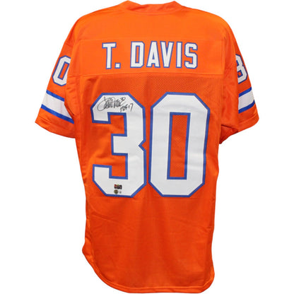 Terrell Davis Autographed Orange Pro Style Jersey (HOF Inscription)