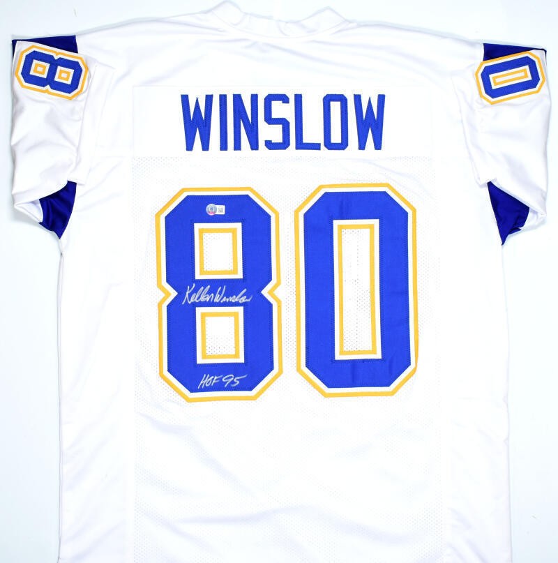 Kellen Winslow Autographed White Custom Jersey with HOF Inscription