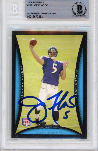 Joe Flacco Autographed 2008 Bowman #170 Trading Card - Beckett Slabbed