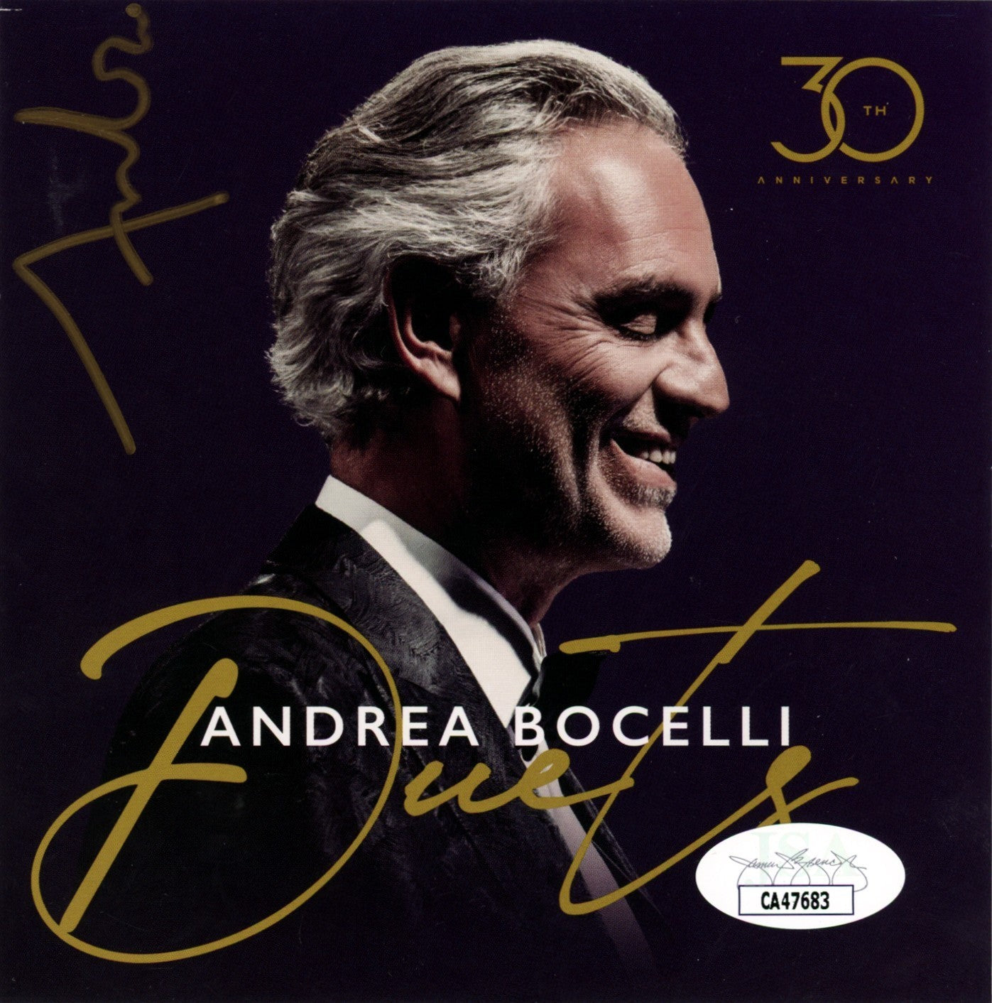 Andrea Bocelli Signed 30th Anniversary Duets 4x6 CD Insert
