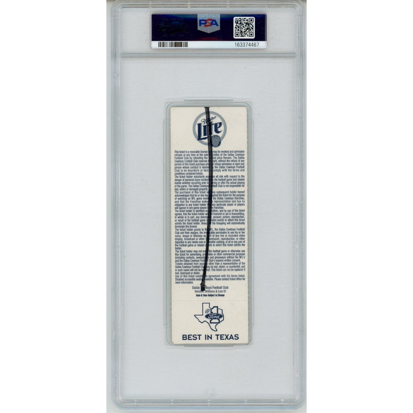 Emmitt Smith Autographed Dallas Cowboys All-Time Rushing Record Ticket