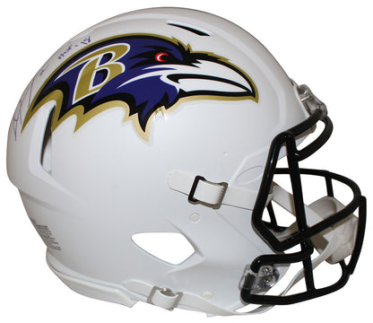 Ray Lewis Signed Baltimore Ravens Flat White Authentic Helmet HOF