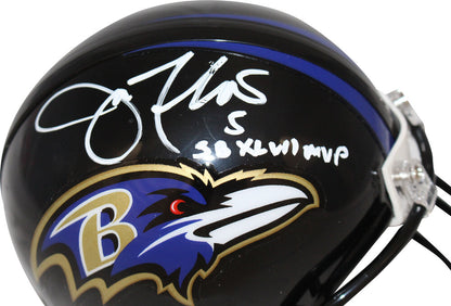Joe Flacco Signed Baltimore Ravens VSR4 Mini Helmet SB XLVII MVP BAS