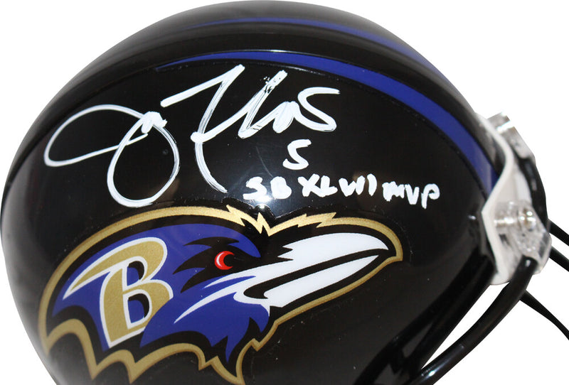 Joe Flacco Signed Baltimore Ravens VSR4 Mini Helmet SB XLVII MVP BAS