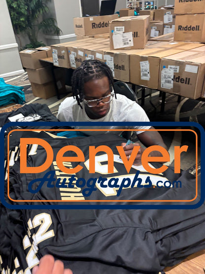 Travis Hunter Autographed College Style Black Custom Jersey (Beckett COA)