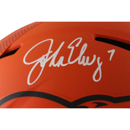 John Elway Signed Denver Broncos Full Size Replica Rave Helmet BAS Witnessed