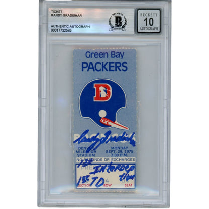 Randy Gradishar Signed Denver Broncos Ticket Stub "1st INT" Beckett Slab