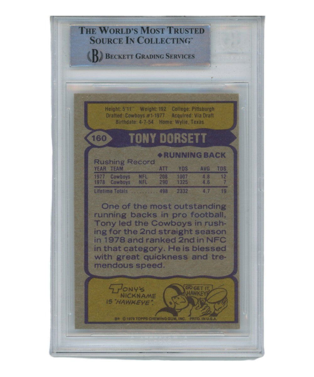 Tony Dorsett Autographed 1979 Topps #160 Card - Beckett Slabbed