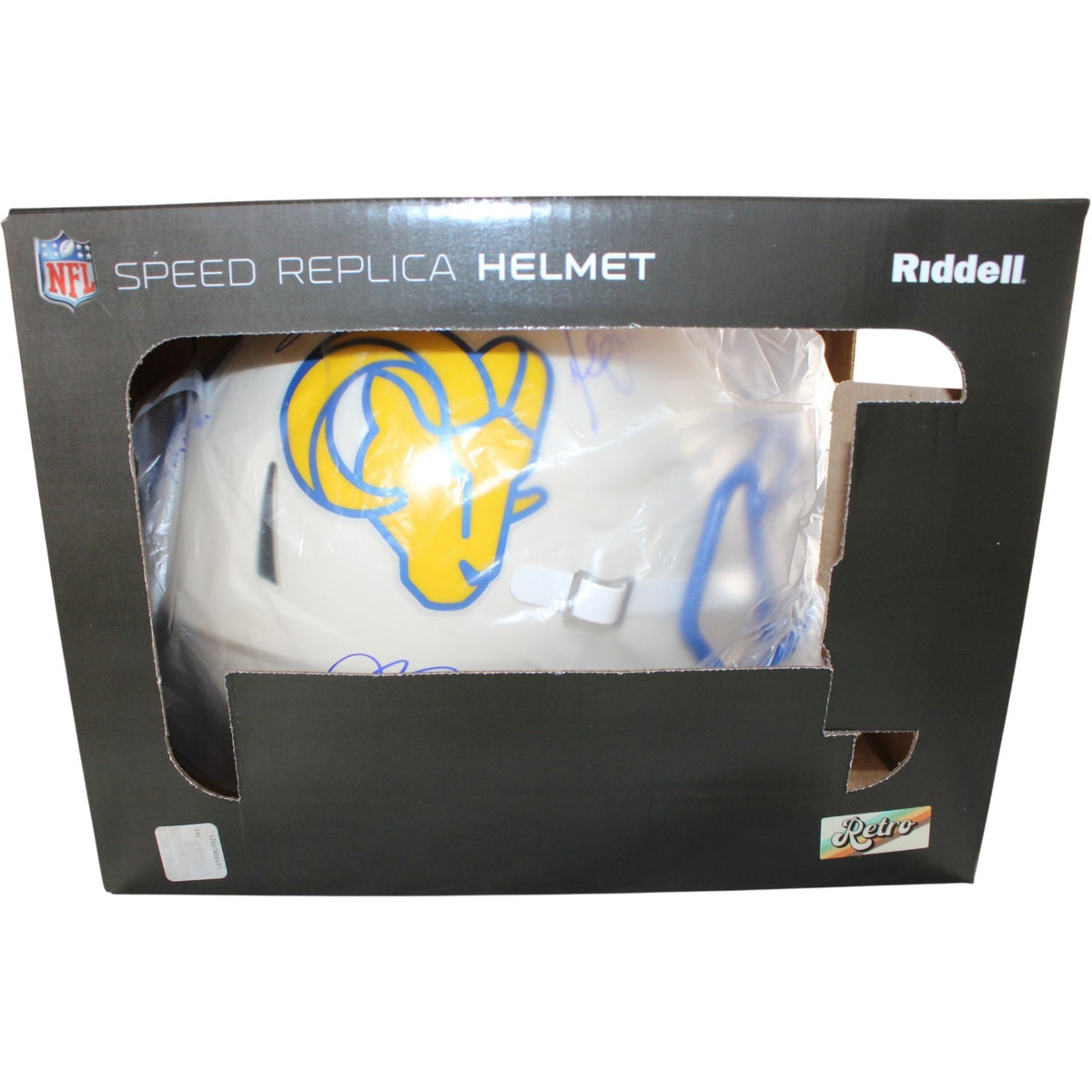 Kurt Warner, Torry Holt, Marshall Faulk & Isaac Bruce Signed Rams Proline Helmet