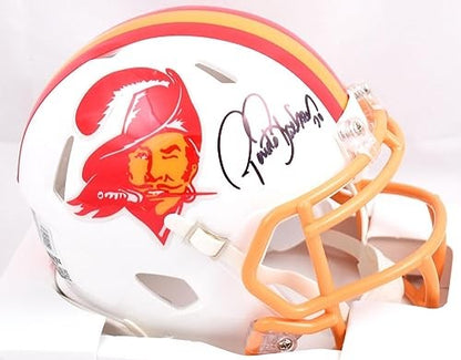 Ronde Barber Signed Tampa Bay Buccaneers 1976-1996 Black Speed Mini Helmet