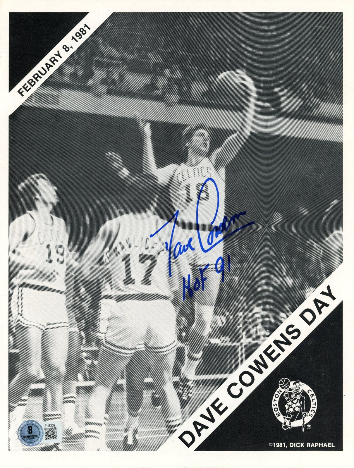 Dave Cowens Signed 1981 Boston Celtics Cowens Day Booklet