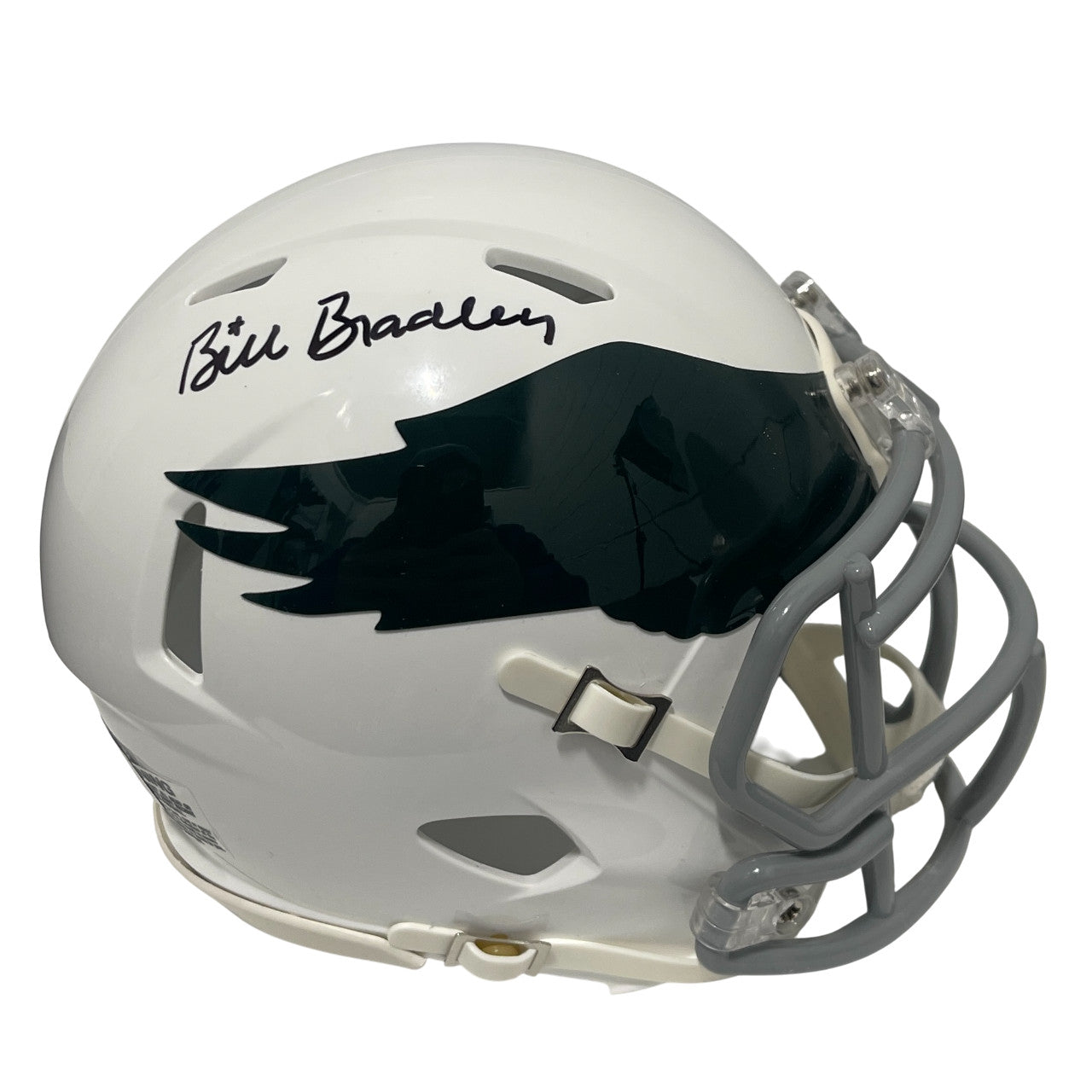 Bill Bradley Signed Philadelphia Eagles Throwback Mini Helmet Beckett COA