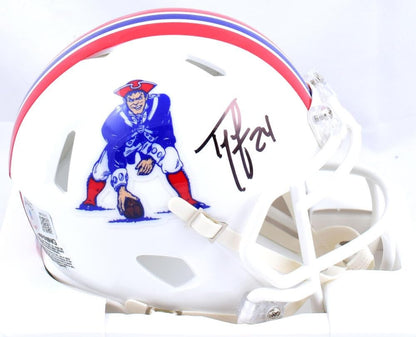 Ty Law Signed New England Patriots 1982-1989 Throwback Speed Mini Helmet