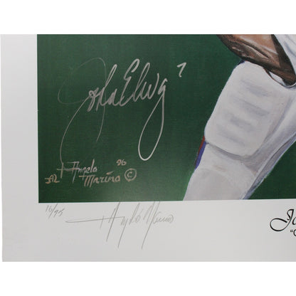 John Elway Autographed Denver Broncos 18x24 Photo by Angelo Marino