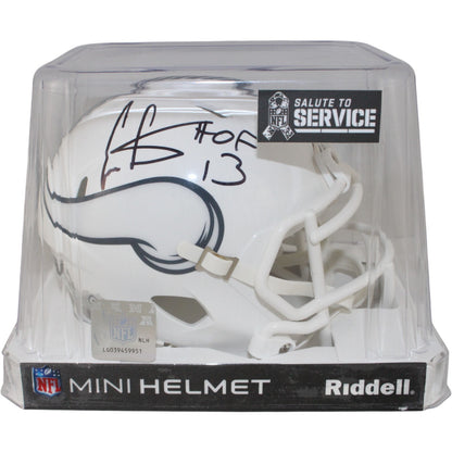 Cris Carter Minnesota Vikings 2024 Salute to Service HOF Signed Mini Helmet