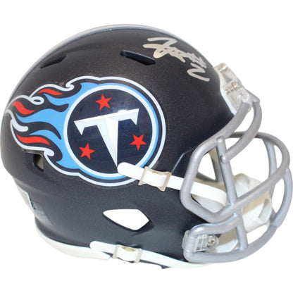 Tyjae Spears Signed Tennessee Titans Speed Mini Helmet Beckett