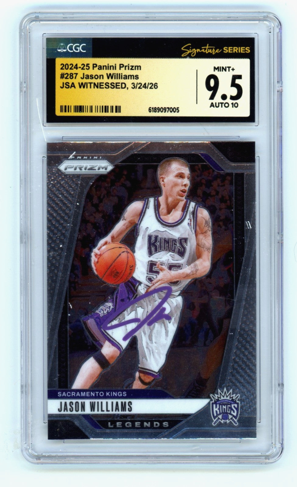 Jason Williams Signed Card Sacramento Kings 2024-25 Panini Prizm #287