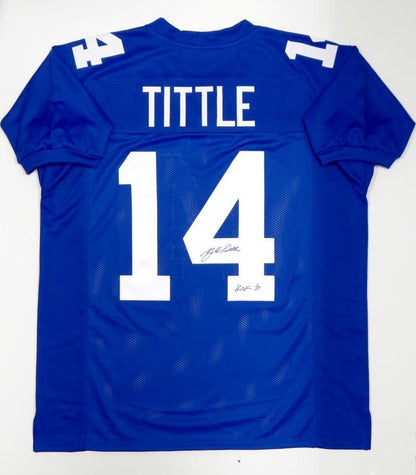 Y.A. Tittle Autographed New York Giants Style Blue Custom Jersey