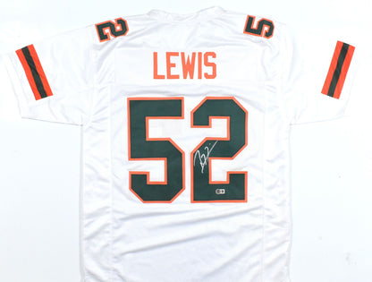 Ray Lewis Signed University of Miami Style Custom White Jersey