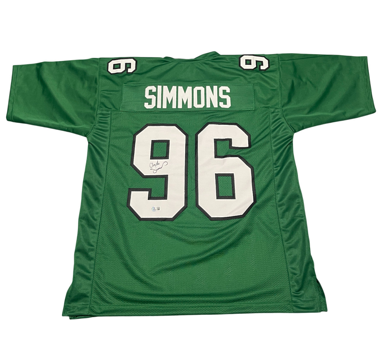 Clyde Simmons Philadelphia Eagles Signed Custom Green Jersey (Beckett COA)