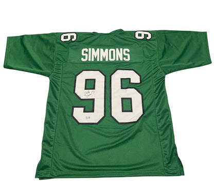 Clyde Simmons Philadelphia Eagles Signed Custom Green Jersey (Beckett COA)