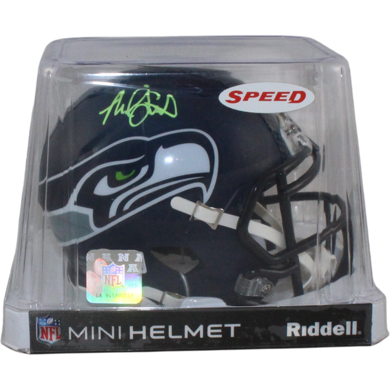 Malcolm Smith Signed Seattle Seahawks Throwback Mini Helmet Beckett Witnessed