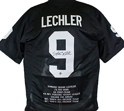 Shane Lechler Autographed Custom Black Football Stat Jersey