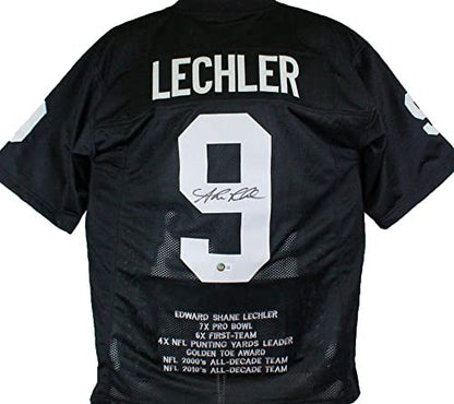 Shane Lechler Autographed Custom Black Football Stat Jersey