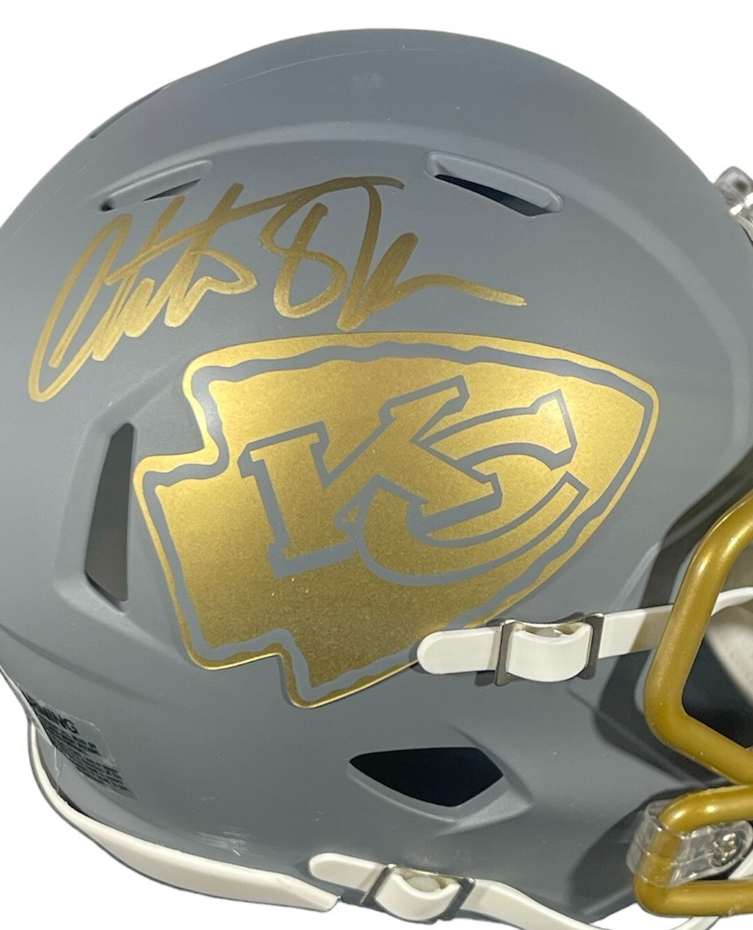 Christian Okoye Signed Kansas City Chiefs Slate Mini Helmet (Beckett)