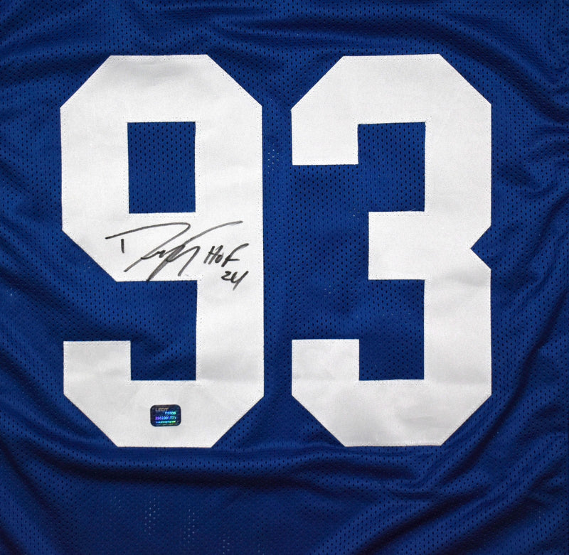 Dwight Freeney Autographed Blue Custom Jersey with HOF Inscription