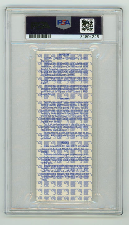 Ray Knight Signed 1986 World Series Game 2 Ticket PSA 10 Auto WS MVP