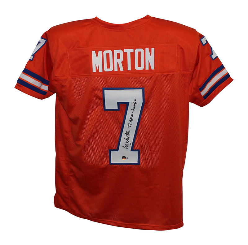 Craig Morton Signed Denver Broncos Style Jersey 77 AFC Champs Inscribed BAS