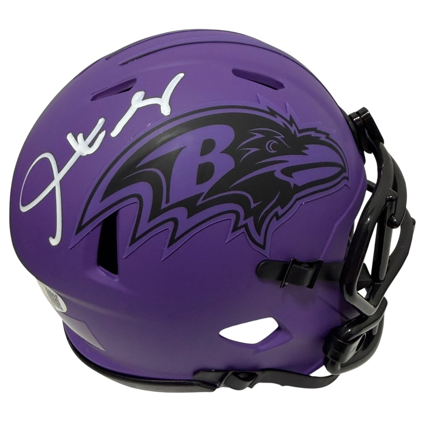 Derrick Mason Autographed Baltimore Ravens Rave Mini Helmet JSA