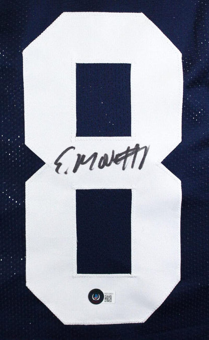 Elijah Moore Autographed Dark Blue College Style Jersey