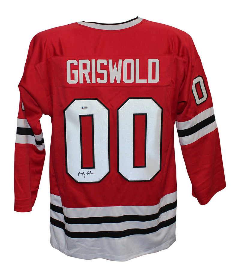 Chevy Chase Signed Chicago Blackhawks Style Red Pro Jersey BAS