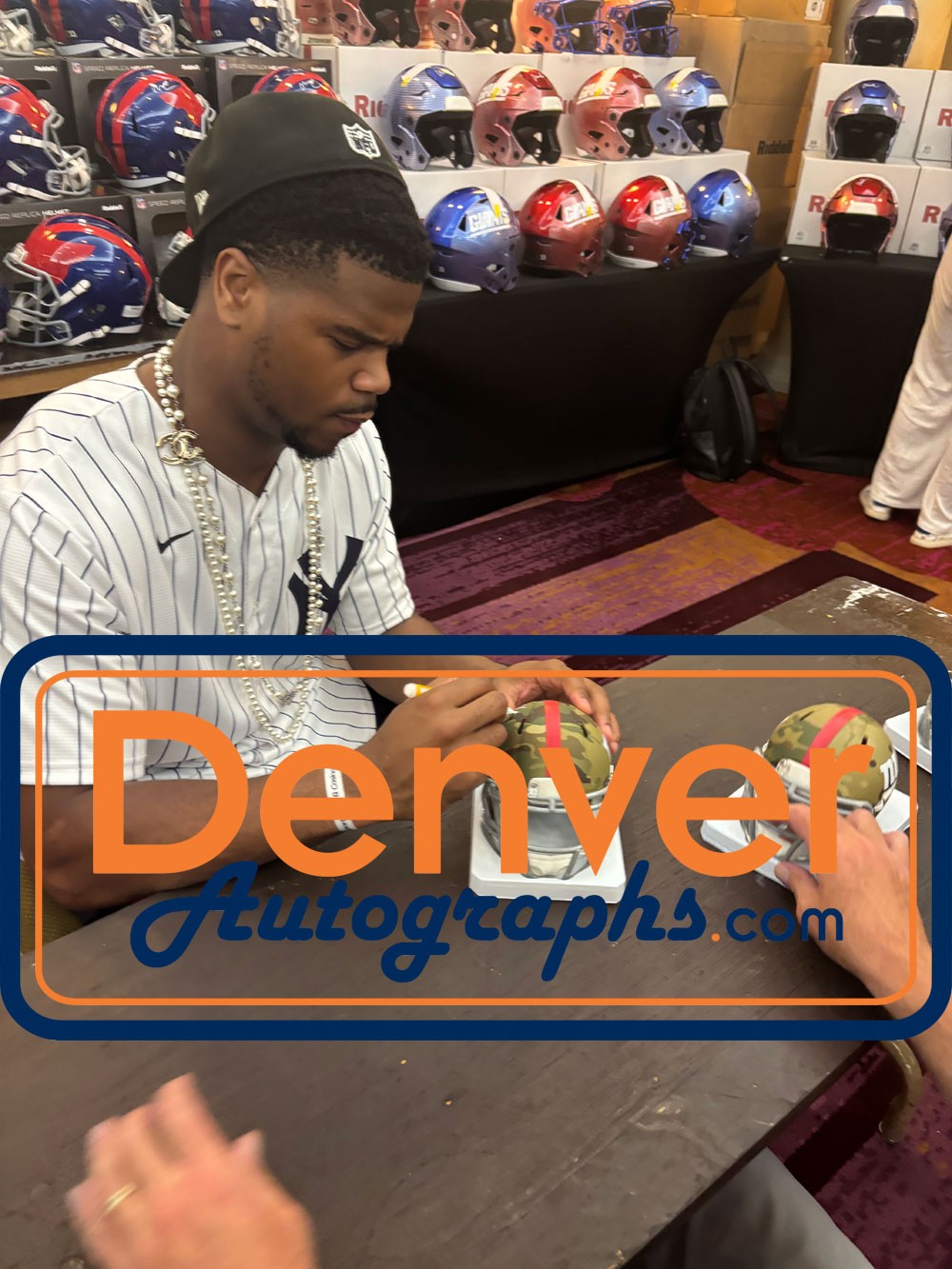 Abdul Carter New York Giants Signed Camo Mini Helmet (Beckett COA)