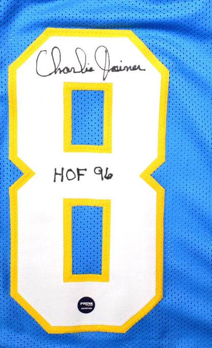 Charlie Joiner Autographed Light Blue Custom Jersey (HOF Inscription)