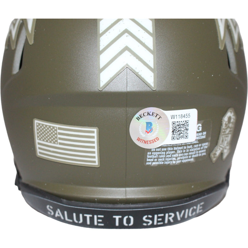 Ray Lewis Signed Baltimore Ravens Salute to Service Mini Helmet (BAS)