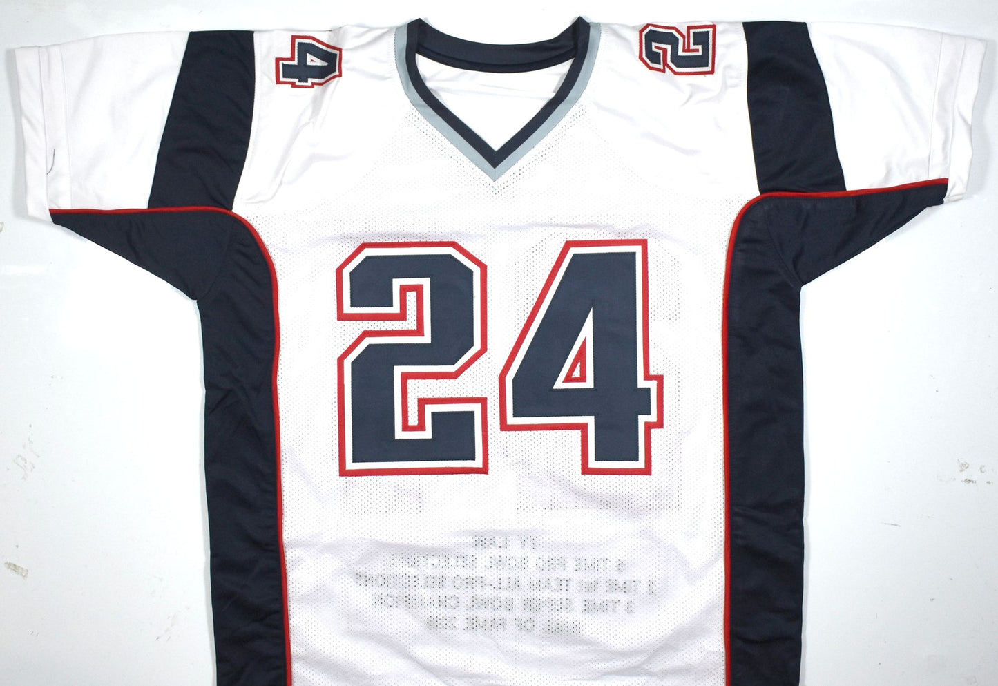 Ty Law Autographed White Custom Football Stat Jersey