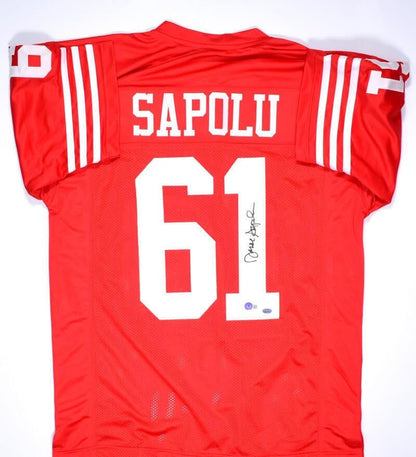 Jesse Sapolu Autographed San Francisco Red Custom Jersey
