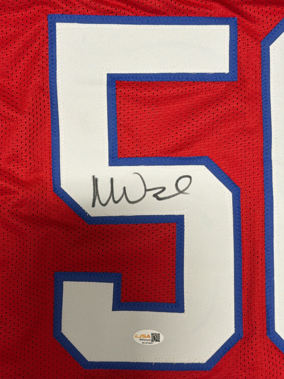 Mike Vrabel Signed New England Patriots Red Throwback Jersey