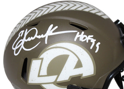 Eric Dickerson Signed Los Angeles Rams Salute to Service Mini Helmet HOF
