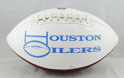 Robert Brazile Signed Houston Oilers Logo Football with HOF Inscription