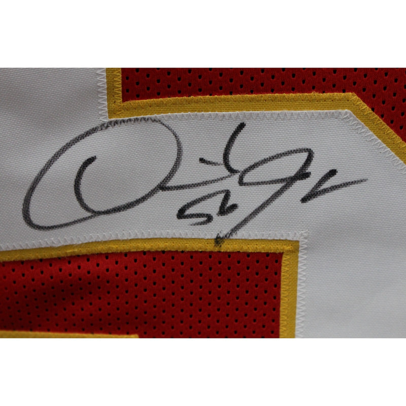 Derrick Johnson Autographed Pro Style Red Jersey (Beckett COA)