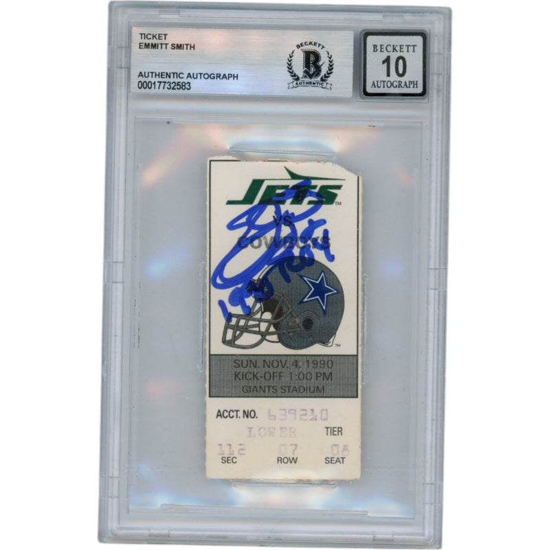 Emmitt Smith Autographed Dallas Cowboys 11/4/90 Ticket BAS "ROY" Inscription