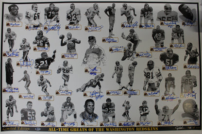 Washington Redskins All-Time Greats Autographed 40x26 Poster (42 Sigs)