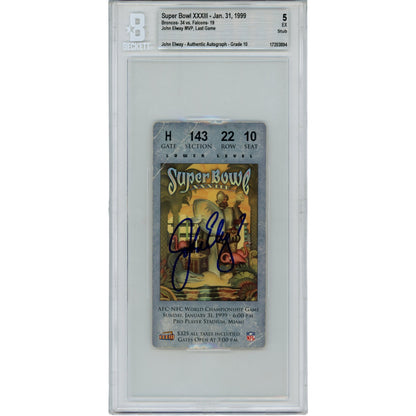 John Elway Denver Broncos Super Bowl XXXIII Autographed Slabbed Ticket Stub
