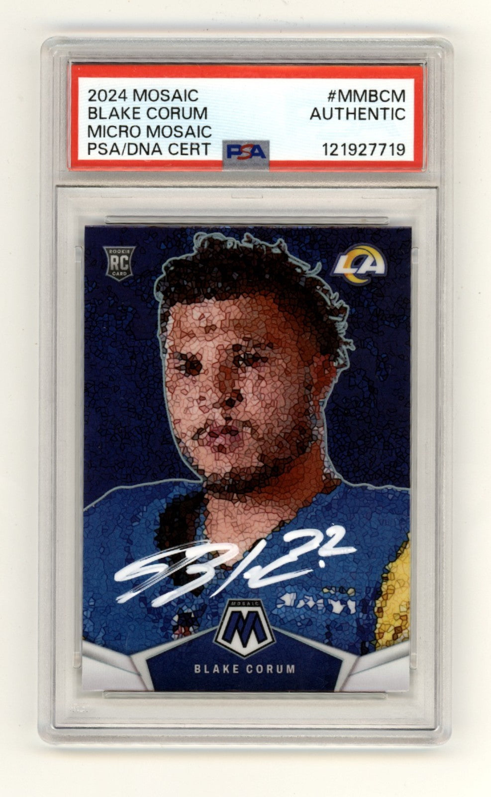 Blake Corum Signed 2024 Panini Mosaic Micro Mosaic Rookie Card PSA