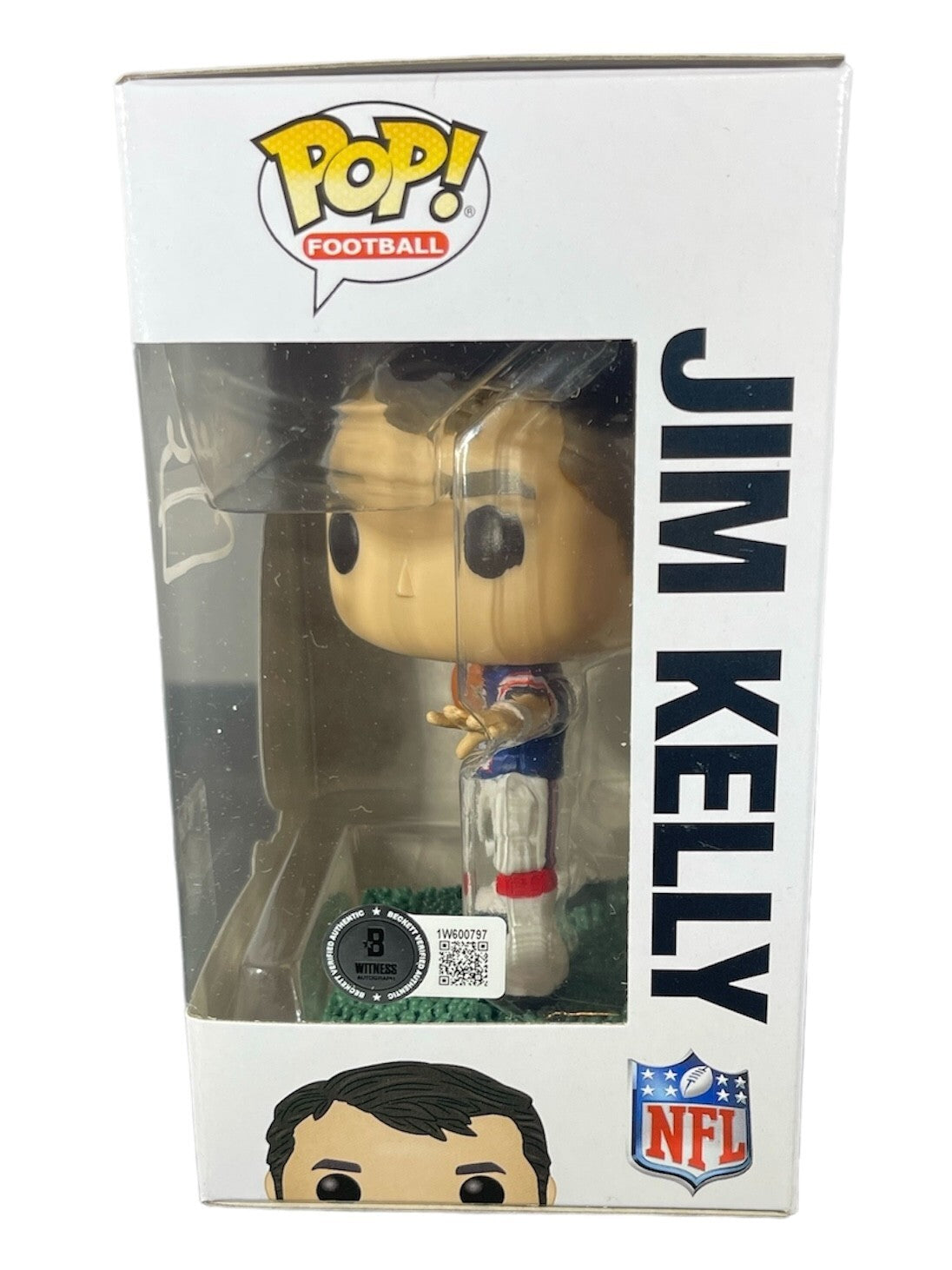 Jim Kelly Signed Buffalo Bills Funko Pop #154 Beckett Witness COA
