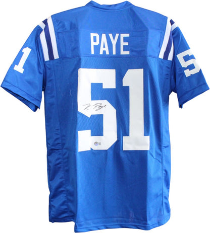 Kwity Paye Signed Blue Custom Pro Style Football Jersey Beckett